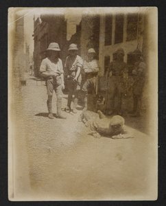 Un prisionero bajo guardia armada en el jardín de Ram Bagh, de Views of Amritsar, incluidas las secuelas de los disturbios. de English Photographer