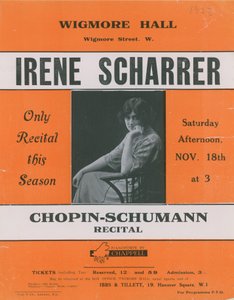 Anuncio de un recital de Chopin-Schumann con Irene Scharrer de English Photographer