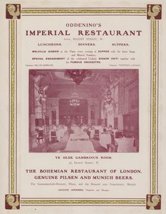 Anuncio del restaurante Imperial de Oddenino, Regent Street, Londres de English Photographer