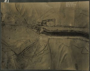 Fotografía aérea con trincheras de la Primera Guerra Mundial, 1917