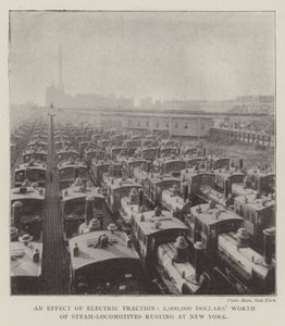 Un efecto de la tracción eléctrica, locomotoras de vapor por valor de 2,000,000 de dólares oxidándose en Nueva York de English Photographer