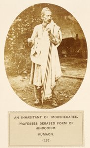 Un habitante de Mooshegaree, profesa una forma degradada de Hinduismo, Kumaon, de The People of India, por J. Forbes Watson, publicado en 1868 de English Photographer