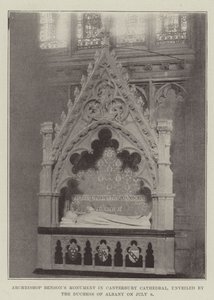 Monumento del Arzobispo Benson en la Catedral de Canterbury, develado por la Duquesa de Albany el 8 de Julio de English Photographer