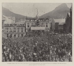 Asamblea fuera del Ayuntamiento de Ciudad del Cabo, en la que se aprobó la Resolución a Favor de Anexar las Repúblicas Bóer de English Photographer