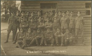 Subsección B, Artillería Real a Caballo de Leicestershire, en campamento de entrenamiento en Diss, 1914-18 de English Photographer