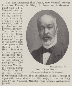 Barón Tadasu Hayashi, ministro japonés en St. James de English Photographer