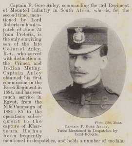 Capitán F Gore Anley, mencionado dos veces en despachos por Lord Roberts de English Photographer