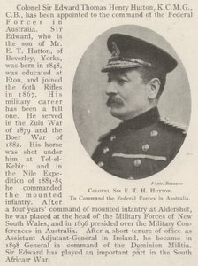 Coronel Sir E T H Hutton, para comandar las fuerzas federales en Australia de English Photographer