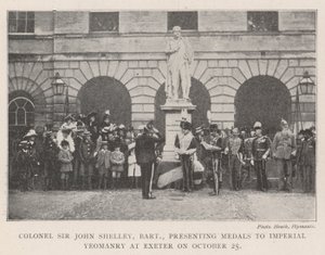 El Coronel Sir John Shelley, Baronet, presentando medallas a la Caballería Imperial en Exeter el 25 de octubre de English Photographer