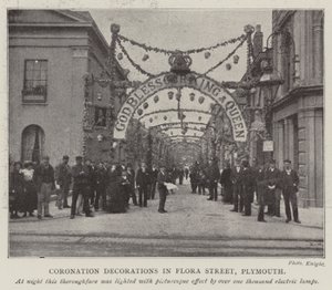 Decoraciones de coronación en Flora Street, Plymouth