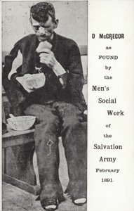D McGregor encontrado por el Trabajo Social de Hombres del Ejército de Salvación, febrero de 1891 de English Photographer