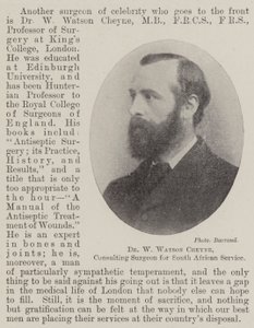 Dr. W Watson Cheyne, cirujano consultor para el servicio sudafricano de English Photographer