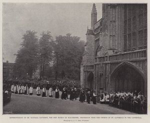 Entonización del Dr. Randall Davidson, el nuevo obispo de Winchester, procesión desde la Iglesia de San Lorenzo hasta la Catedral de English Photographer
