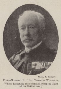 Mariscal de Campo Muy Honorable Vizconde Wolseley, quien renuncia al Comando en Jefe del Ejército Británico de English Photographer