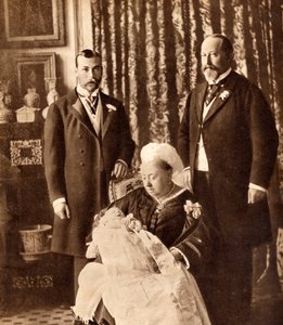 Cuatro generaciones de la familia real inglesa, ilustración de 