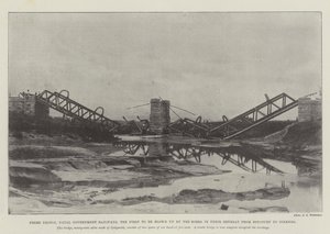 Puente Frere, Ferrocarriles del Gobierno de Natal, el primero en ser volado por los bóers en su retirada de Estcourt a Colenso de English Photographer