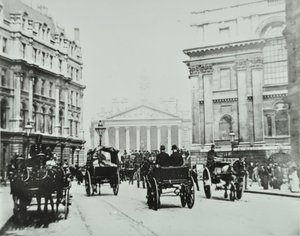 Desde Queen Victoria Street hasta Mansion House Street con Royal Exchange, Ciudad de Londres, 1895 de English Photographer
