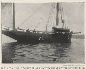 HMS Active, naufragado en el rompeolas de Granton, 13 de noviembre de English Photographer