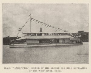 HMS Sandpiper, poseedor del récord de alta navegación del río Oeste, China de English Photographer