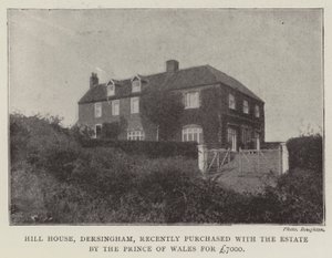 Hill House, Dersingham, recientemente comprada con la finca por el Príncipe de Gales por £7000