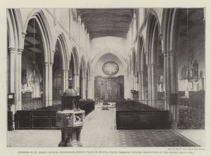 Interior de la Iglesia de St. Giles, Cripplegate, Lugar de Entierro de Milton, que escapó por poco de la Destrucción en el Reciente Gran Incendio de English Photographer