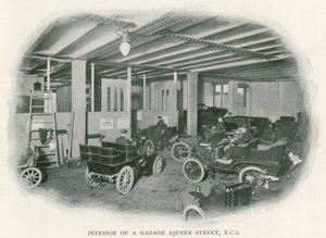 Interior de un garaje, Queen Street, EC1