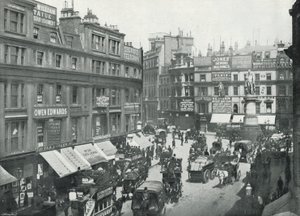 King William Street, el extremo de Cannon Street, mostrando la estatua de King William de English Photographer