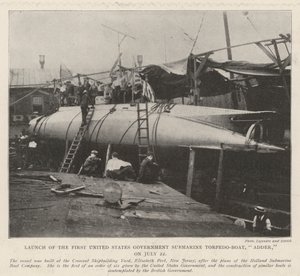 Lanzamiento del Primer Submarino Torpedero del Gobierno de los Estados Unidos, Adder, el 22 de julio de English Photographer