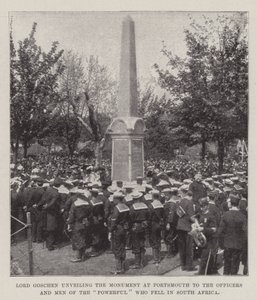Lord Goschen inaugurando el Monumento en Portsmouth a los Oficiales y Hombres del Powerful que cayeron en Sudáfrica de English Photographer