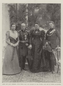 Lord y Lady Roberts, con su único hijo (muerto en el Tugela) y una de sus hijas de English Photographer