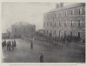 Mayor General Gosset inspeccionando el Personal del Hospital de Campo de Lord Iveagh en Dublín antes de su Partida hacia Sudáfrica de English Photographer