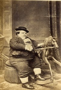 Maestro Richard Beanham con su caballo mecedor, 1870s de English Photographer