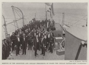 Reunión de los presidentes de Argentina y Chile a bordo del acorazado chileno OHiggins de English Photographer