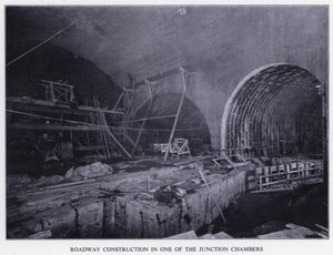Túnel Mersey: Construcción de la carretera en una de las cámaras de unión de English Photographer