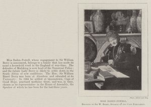 Miss Baden-Powell, comprometida con Sir W Berry, presidente del Parlamento del Cabo de English Photographer