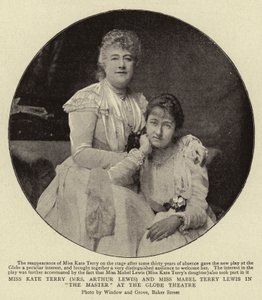 Srta. Kate Terry (Sra. Arthur Lewis) y Srta. Mabel Terry Lewis en The Master en el Globe Theatre de English Photographer