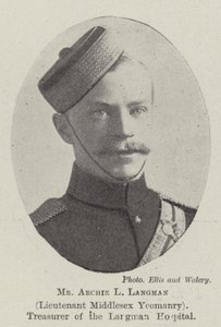 Sr. Archie L Langman, Teniente de la Caballería de Middlesex, Tesorero del Hospital Langman de English Photographer