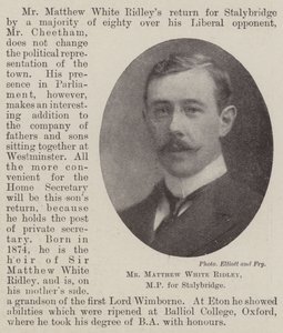 El Sr. Matthew White Ridley, MP por Stalybridge de English Photographer