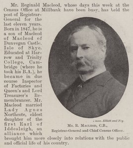 Sr. R Macleod, CB, Registrador General y Jefe del Censo