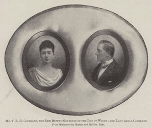 Sr. T B H Cochrane, el nuevo vicegobernador de la Isla de Wight; y Lady Adela Cochrane de English Photographer