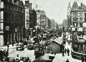 New Bridge Street, mirando hacia Ludgate Circus, Ciudad de Londres, 1890 de English Photographer
