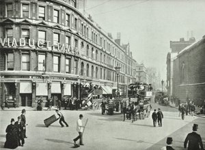 Newgate Street, mirando al este desde Old Bailey, Ciudad de Londres, 1890