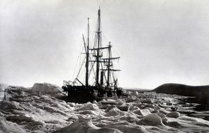 Polo Norte: "Alert" atrapado cerca del cabo Beechey, canal de Robeson - en "Narrativa de un viaje al Mar Polar durante 1875-76", G.S. Nares, ed. Londres