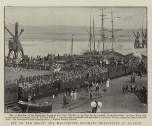 Al frente, el regimiento de Manchester embarcando en Durban de English Photographer