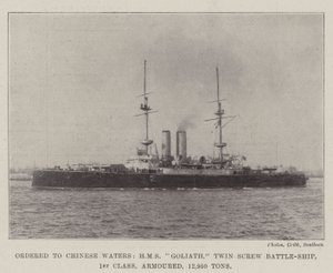 Ordenado a aguas chinas, HMS Goliath, acorazado de doble hélice, 1ª clase, 12,950 toneladas de English Photographer