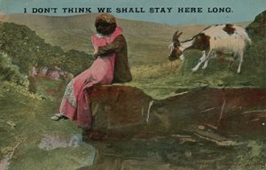 Postal de amantes en un acantilado, enviada en 1913