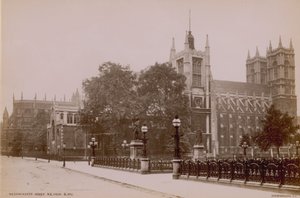 Postal con una imagen de la vista noreste de la Abadía de Westminster de English Photographer