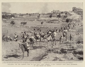 Preparativos para la visita del Kaiser a Tierra Santa, haciendo una nueva carretera desde Jerusalén al Monte de los Olivos de English Photographer