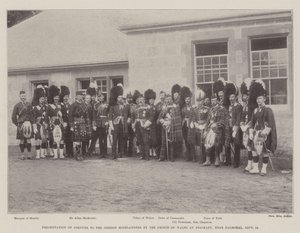 Presentación de colores a los Gordon Highlanders por el Príncipe de Gales en Braikley, cerca de Balmoral, 18 de septiembre