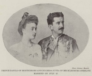 Príncipe Danilo de Montenegro y Duquesa Jutta de Mecklenburg-Strelitz casados el 27 de julio de English Photographer